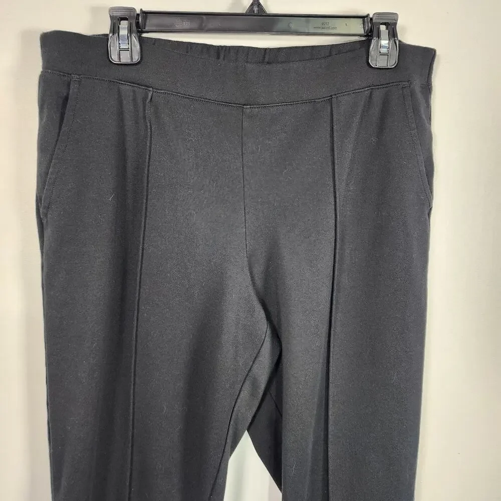 J. Crew Womens Pintuck Sweatpants Black Casual Pants Pull On Size Large Pockets